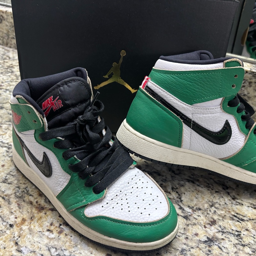 Nike Air Jordan  Men's Black, Green, and White Sneakers